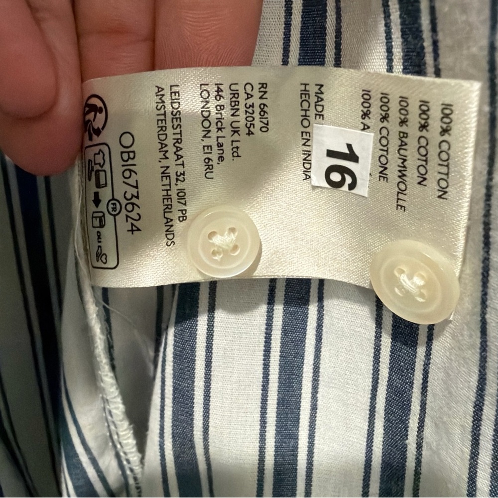 Maeve Anthropologie Blue and White Striped Button Shirt minimalist classic - Picture 8 of 11